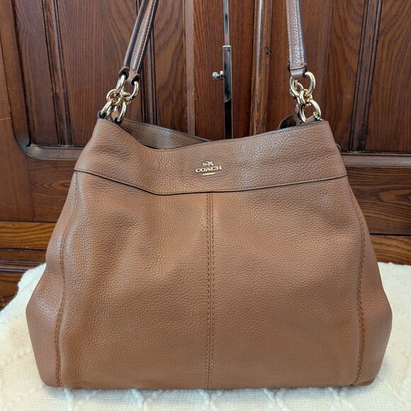Coach Lexi pebble leather shoulder bag F57545 in mocha - Picture 1 of 15